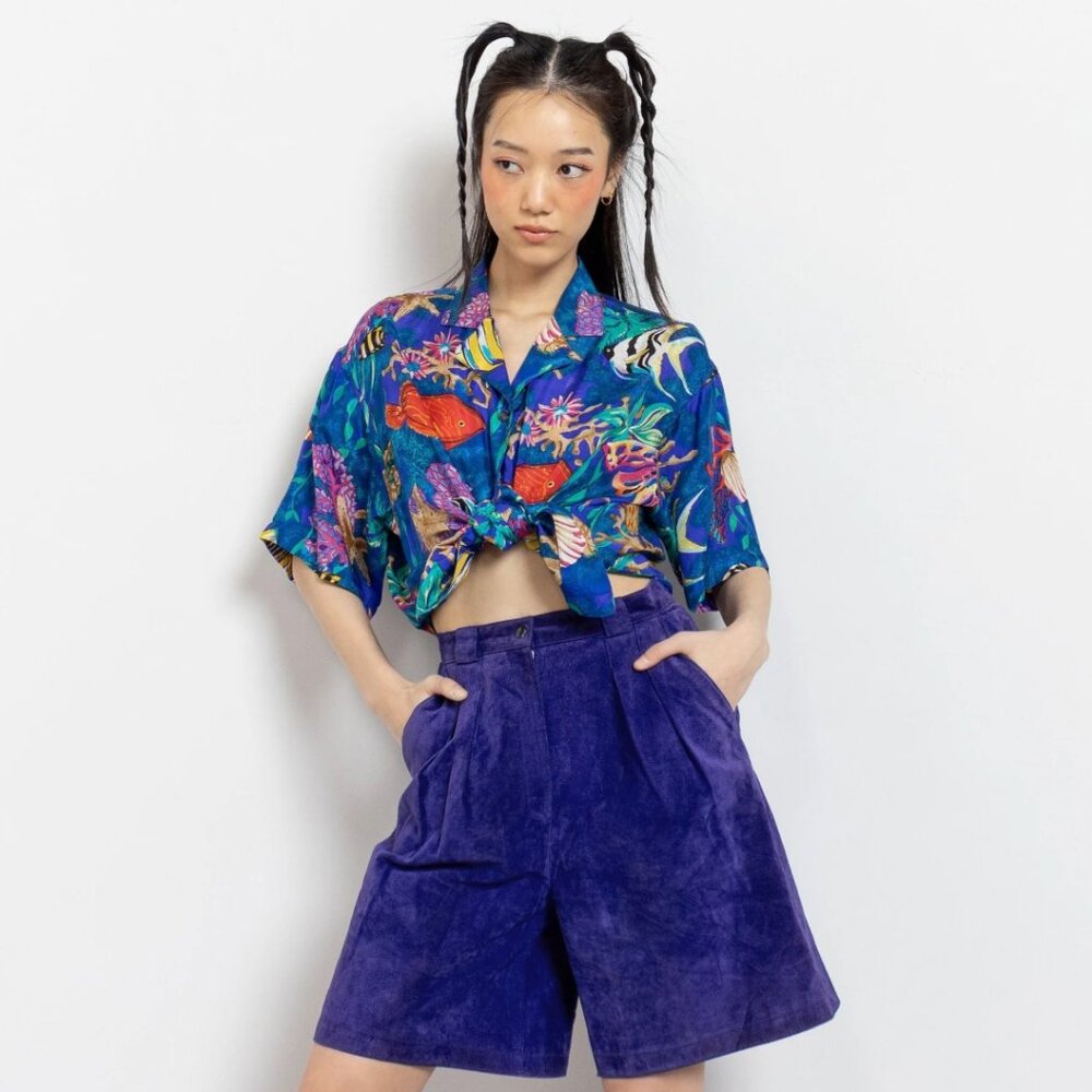 NWT Seruchi Classics‎ Vintage Suede High Waist Shorts Deadstock Retro Dopamine